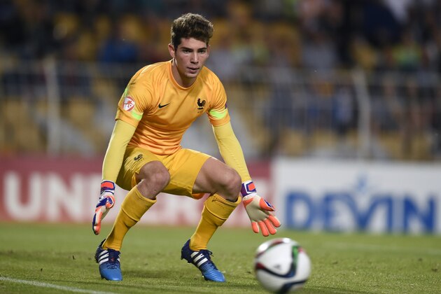 France goalkeeper Luca Zidane is pictured during the 2015 UEFA Euro Cup final football match between France and Germany in Burgas on May 22, 2015.  AFP PHOTO / DIMITAR DILKOFF        (Photo credit should read DIMITAR DILKOFF/AFP/Getty Images)