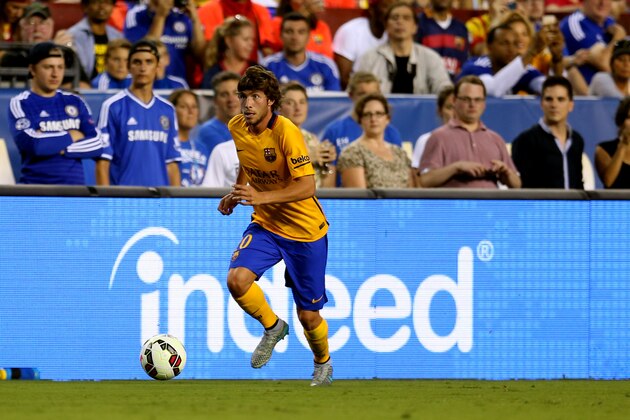 FC Barcelona midfielder Sergi Roberto (20) in action on Tuesday,July,28, 2015, in Landover, Maryland. Chelsea and FC Barcelona face off at the 2015 International Champions Cup. Damian Strohmeyer/AP Images for International Champions Cup