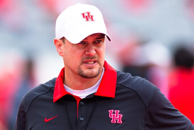 Houston's head coach Tom Herman on the field before an NCAA college football game between Houston and Navy Saturday, Nov. 27, 2015, in Houston, Texas. Houston defeated Navy 52-31. (AP Photo/Juan DeLeon)