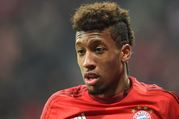 Bayern Munich's French forward Kingsley Coman is pictured during the UEFA Champions League Group F football match between FC Bayern Munich and Olympiakos Piraeus on November 24, 2015 in Munich, southern Germany. AFP PHOTO / CHRISTOF STACHE / AFP / CHRISTOF STACHE        (Photo credit should read CHRISTOF STACHE/AFP/Getty Images)