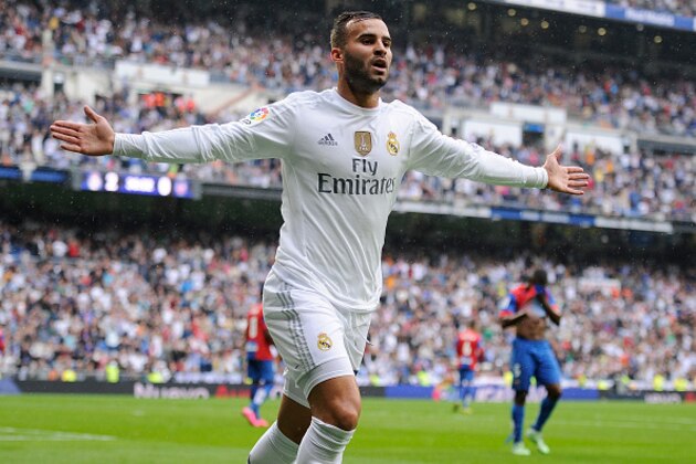 MADRID, SPAIN - OCTOBER 17:  Jese Rodriguez of Real Madrid celebrates after scoring Real's 3rd goal during the La Liga match between Real Madrid CF and Levante UD at estadio Santiago Bernabeu on October 17, 2015 in Madrid, Spain.  (Photo by Denis Doyle/Getty Images)