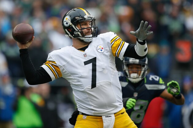 SEATTLE, WA - NOVEMBER 29: Quarterback Ben Roethlisberger #7 of the Pittsburgh Steelers passes against the Seattle Seahawks at CenturyLink Field on November 29, 2015 in Seattle, Washington. (Photo by Otto Greule Jr/Getty Images) SEATTLE, WA - NOVEMBER 29: Quarterback Ben Roethlisberger #7 of the Pittsburgh Steelers passes against the Seattle Seahawks at CenturyLink Field on November 29, 2015 in Seattle, Washington. (Photo by Otto Greule Jr/Getty Images)