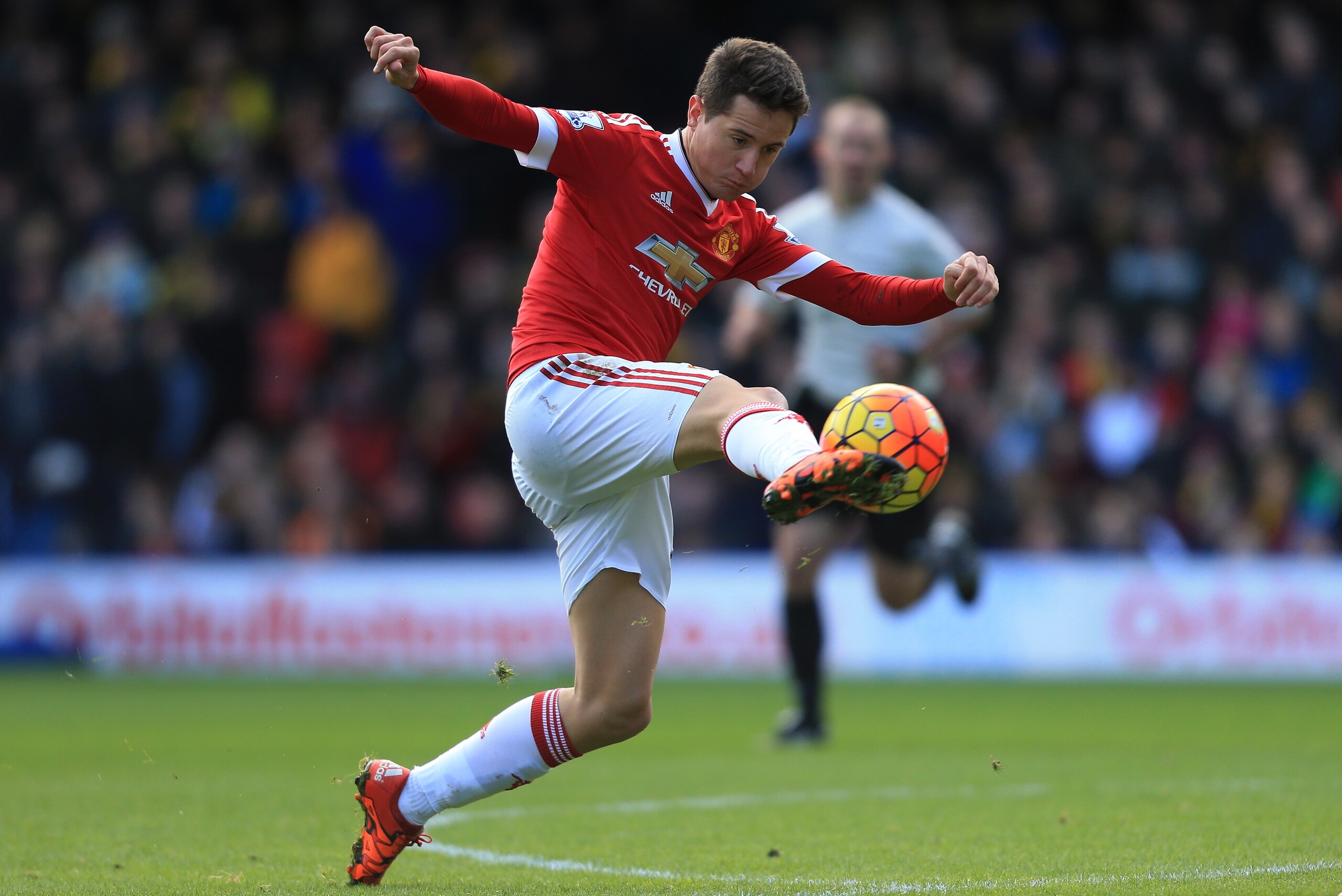 WATFORD, ENGLAND - NOVEMBER 21: Ander Herrera of Manchester United in action during the Barclays Premier League match between Watford and Manchester United at Vicarage Road on November 21, 2015 in Watford, England.  (Photo by Stephen Pond/Getty Images)