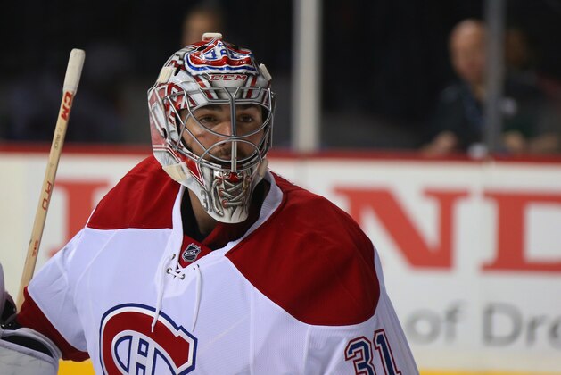 NEW YORK, NY - NOVEMBER 20:  Carey Price #31 of the Montreal Canadiens skates against the New York Islanders at the Barclays Center on November 20, 2015 in the Brooklyn borough of New York City. The Canadiens defeated the Islanders 5-3.  (Photo by Bruce Bennett/Getty Images)