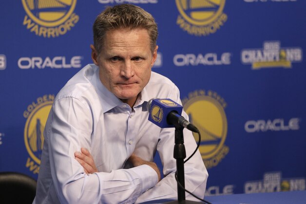 Golden State Warriors coach Steve Kerr during a media conference prior to an NBA basketball game Tuesday, Oct 27, 2015, in Oakland, Calif. (AP Photo/Ben Margot)