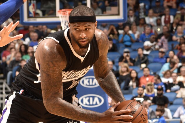 ORLANDO, FL - NOVEMBER 21: DeMarcus Cousins #15 of the Sacramento Kings handles the ball against the Orlando Magic  on November 21, 2015 at the Amway Center in Orlando, Florida. NOTE TO USER: User expressly acknowledges and agrees that, by downloading and or using this Photograph, user is consenting to the terms and conditions of the Getty Images License Agreement. Mandatory Copyright Notice: Copyright 2015 NBAE (Photo by Fernando Medina/NBAE via Getty Images)