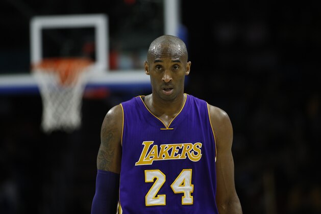 Los Angeles Lakers' Kobe Bryant in action during an NBA basketball game against the Philadelphia 76ers, Tuesday, Dec. 1, 2015, in Philadelphia. (AP Photo/Matt Slocum)