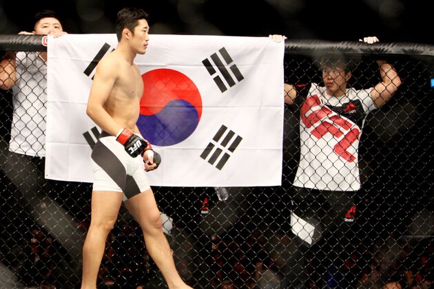 SEOUL, SOUTH KOREA - NOVEMBER 28:  Dong Hyun Kim of South Korea before his  welterweight bout  with Dominic Waters of the United States of America during the UFC Fight Night at the Olympic Park Gymnastics Arena on November 28, 2015 in Seoul, South Korea. (Photo by Mitch Viquez/Zuffa LLC/Zuffa LLC via Getty Images)