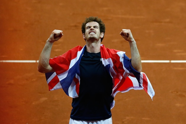 GHENT, BELGIUM - NOVEMBER 29:  Andy Murray of Great Britain celebrates defeating David Goffin of Begium to win the Davis Cup during day three of the Davis Cup Final between Belgium and Great Britain at Flanders Expo on November 29, 2015 in Ghent, Belgium.  (Photo by Julian Finney/Getty Images)