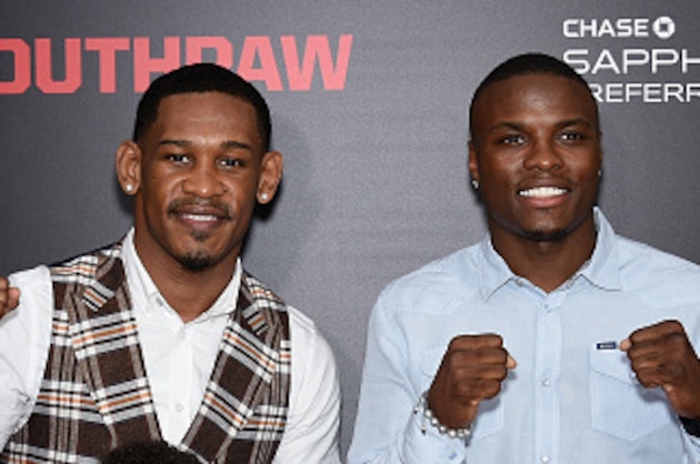 NEW YORK, NY - JULY 20: Boxers Daniel Jacobs (L) and Peter Quillin (R) attend the 'Southpaw' New York Premiere at AMC Loews Lincoln Square on July 20, 2015 in New York City.  (Photo by Dimitrios Kambouris/Getty Images)