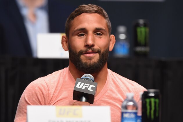 LAS VEGAS, NV - SEPTEMBER 04: Chad Mendes speaks to the media and fans during the UFC's Go Big launch event inside MGM Grand Garden Arena on September 4, 2015 in Las Vegas, Nevada.  (Photo by Josh Hedges/Zuffa LLC/Zuffa LLC via Getty Images)