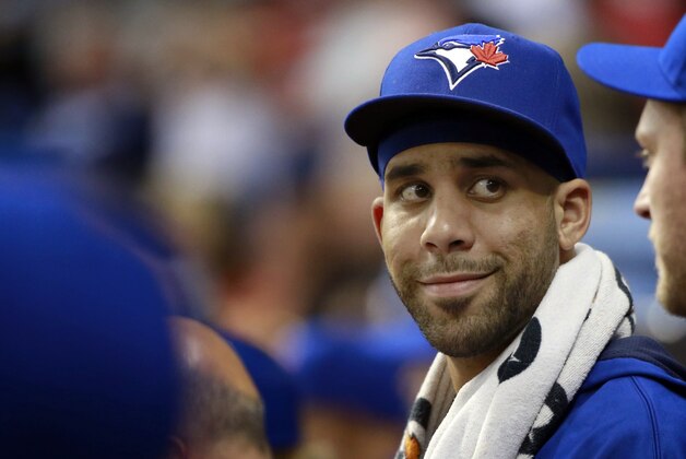 Oct 2, 2015; St. Petersburg, FL, USA; Toronto Blue Jays pitcher David Price (14) smiles in the dugout during the fifth inning against the Tampa Bay Rays at Tropicana Field. Mandatory Credit: Kim Klement-USA TODAY Sports