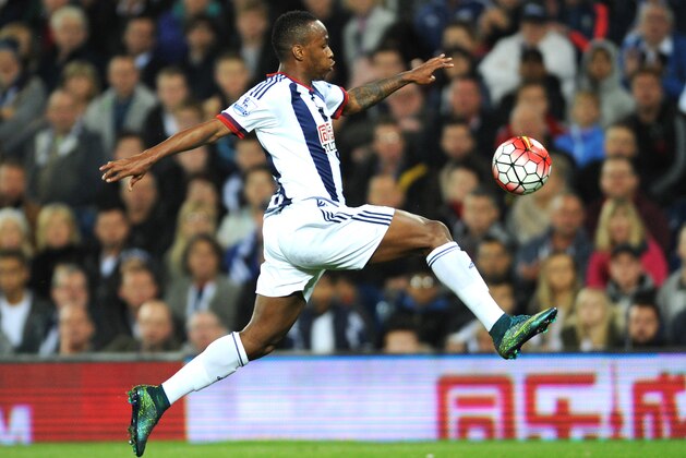 West Brom’s Saido Berahino controls the ball during the English Premier League soccer match between West Bromwich Albion and Everton at the Hawthorns, West Bromwich, England, Monday, Sept. 28, 2015. (AP Photo/Rui Vieira)