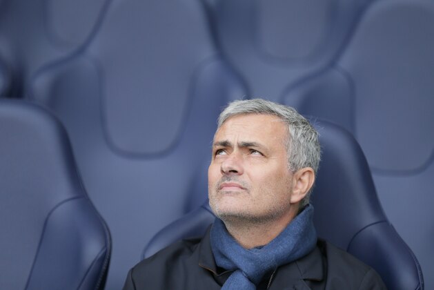 Chelsea Manager Jose Mourinho looks across the pitch before the English Premier League soccer match between Tottenham Hotspur and Chelsea at White Hart Lane in London, Sunday Nov. 29, 2015. (AP Photo/Tim Ireland)