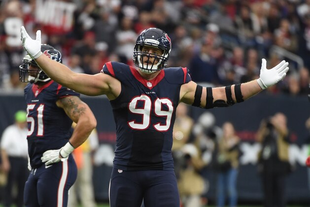 Houston Texans defensive end J.J. Watt (99) is shown during the second quarter of an NFL football game, Sunday, Nov. 29, 2015, in Houston. (AP Photo/Eric Christian Smith)