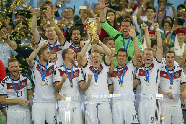 Germany with world cup trophee during the final of the FIFA World Cup 2014 on July 13, 2014 at the Maracana stadium in Rio de Janeiro, Brazil.(Photo by VI Images via Getty Images)