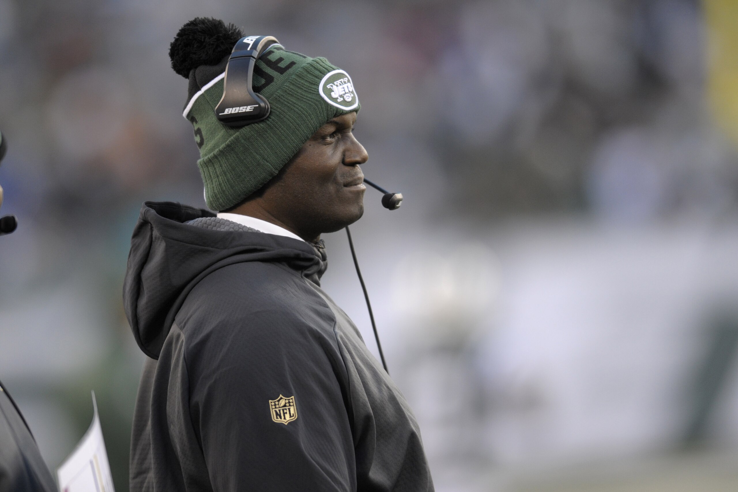 New York Jets head coach Todd Bowles looks on during the second half of an NFL football game against the Miami Dolphins Sunday, Nov. 29, 2015, in East Rutherford, N.J.  (AP Photo/Bill Kostroun)