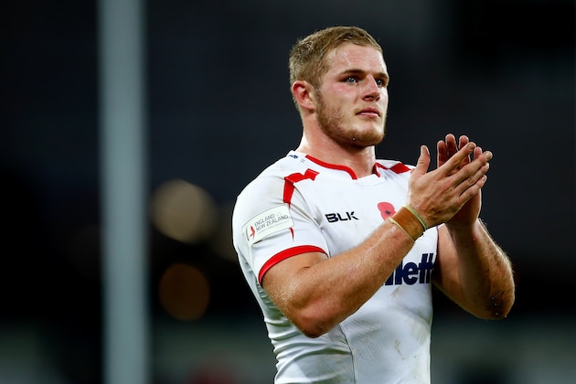 LONDON, ENGLAND - NOVEMBER 07:  Tom Burgess of England acknowledges the crowd after the International Rugby League Test Series match between England and New Zealand at the Olympic Stadium on November 7, 2015 in London, England.  (Photo by Jordan Mansfield/Getty Images)