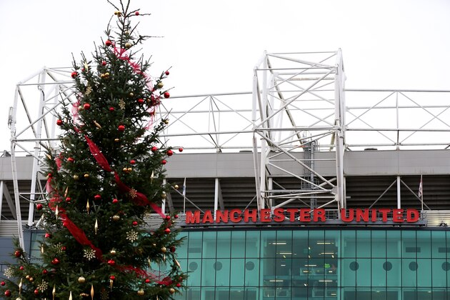 MANCHESTER, ENGLAND - DECEMBER 14:  General View of a Christmas tree at the front of the stadium prior to the Barclays Premier League match between Manchester United and Liverpool at Old Trafford on December 14, 2014 in Manchester, England.  (Photo by Alex Livesey/Getty Images)