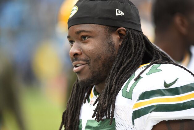 Nov 8, 2015; Charlotte, NC, USA; Green Bay Packers running back Eddie Lacy (27) before the game at Bank of America Stadium. Mandatory Credit: Bob Donnan-USA TODAY Sports