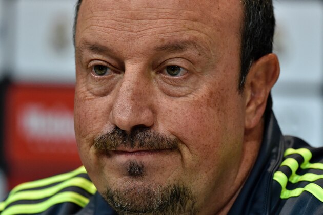 Real Madrid's coach Rafael Benitez gives a press conference at the Valdebebas training ground in Madrid on December 4, 2015. AFP PHOTO / GERARD JULIEN / AFP / GERARD JULIEN        (Photo credit should read GERARD JULIEN/AFP/Getty Images)