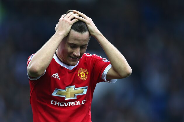 LIVERPOOL, ENGLAND - OCTOBER 17: Ander Herrera of Manchester United reacts during the Barclays Premier League match between Everton and Manchester United at Goodison Park on October 17, 2015 in Liverpool, England.  (Photo by Clive Brunskill/Getty Images)