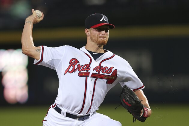 Atlanta Braves starting pitcher Shelby Miller works against the New York Mets in the first inning of a baseball game Thursday, Sept. 10, 2015, in Atlanta. (AP Photo/John Bazemore)