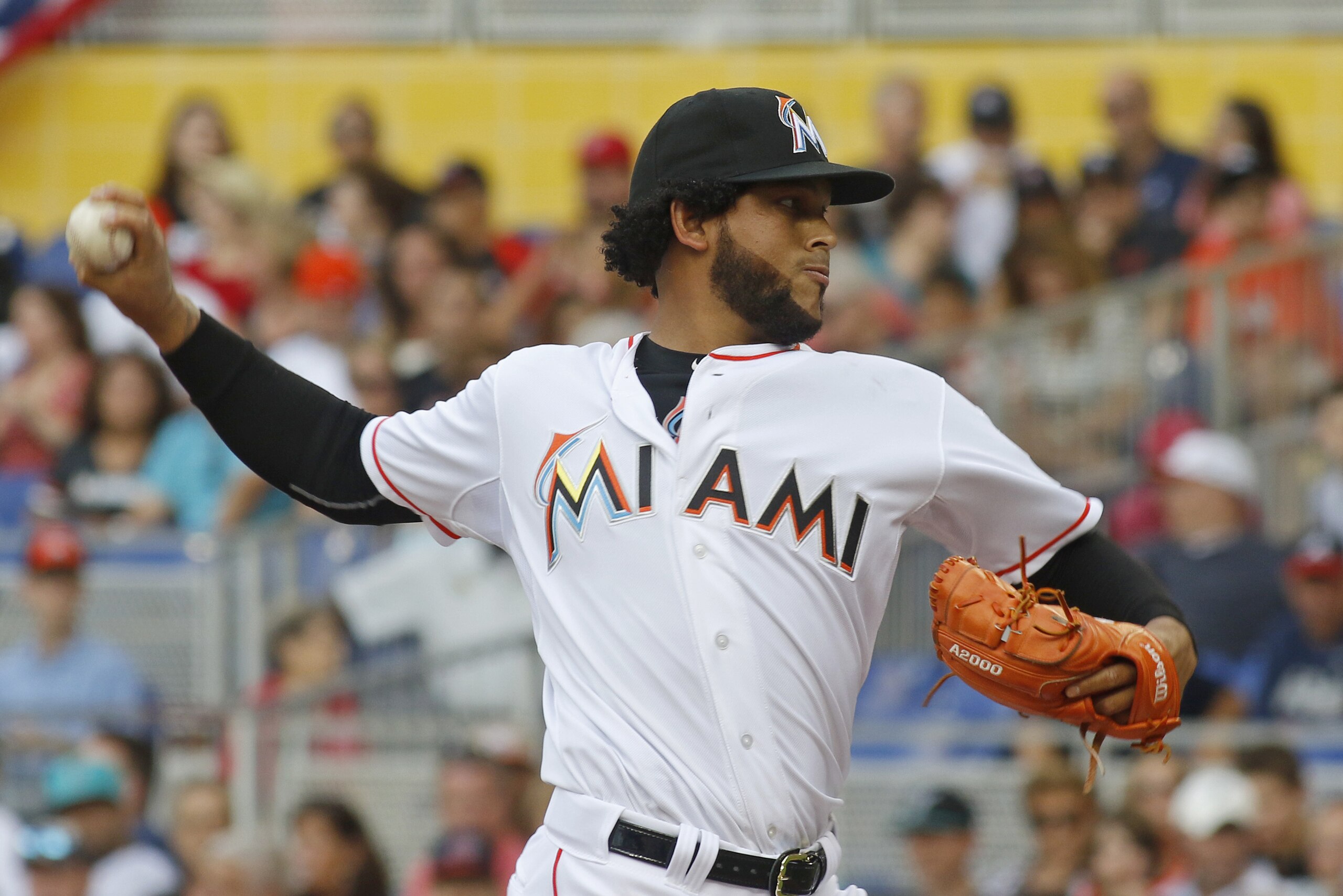 Miami Marlins starting pitcher Henderson Alvarez throws in the first inning against the Atlanta Braves during their baseball game in Miami, Monday, April 6, 2015. (AP Photo/Joe Skipper) Miami Marlins starting pitcher Henderson Alvarez throws in the first inning against the Atlanta Braves during their baseball game in Miami, Monday, April 6, 2015. (AP Photo/Joe Skipper)
