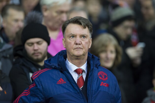 Manchester United's manager Louis van Gaal takes to the touchline before the English Premier League soccer match between Manchester United and West Ham United at Old Trafford Stadium, Manchester, England, Saturday, Dec. 5, 2015. (AP Photo/Jon Super)
