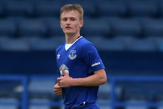 LURGAN, NORTHERN IRELAND - JULY 18:  Callum Connolly of Everton during the Glenavon v Everton u-21 friendly game at Mourneview Park on July 18, 2015 in Lurgan, Northern Ireland.  (Photo by Charles McQuillan/Getty Images)