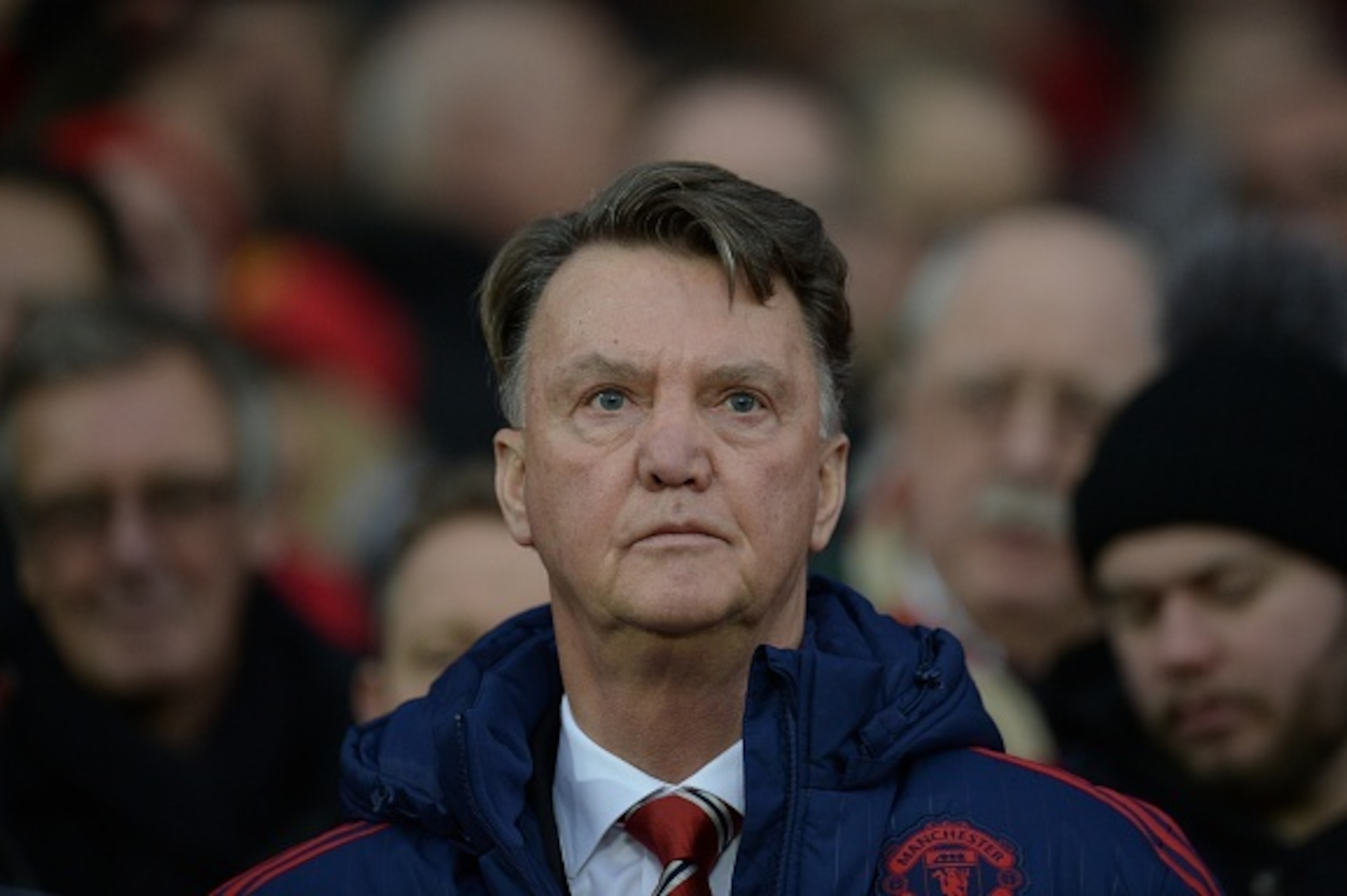 Manchester United's Dutch manager Louis van Gaal looks on before the English Premier League football match between Manchester United and West Ham United at Old Trafford in Manchester, north west England, on December 5, 2015.  AFP PHOTO / OLI SCARFF

RESTRICTED TO EDITORIAL USE. No use with unauthorized audio, video, data, fixture lists, club/league logos or 'live' services. Online in-match use limited to 75 images, no video emulation. No use in betting, games or single club/league/player publications. / AFP / OLI SCARFF        (Photo credit should read OLI SCARFF/AFP/Getty Images)