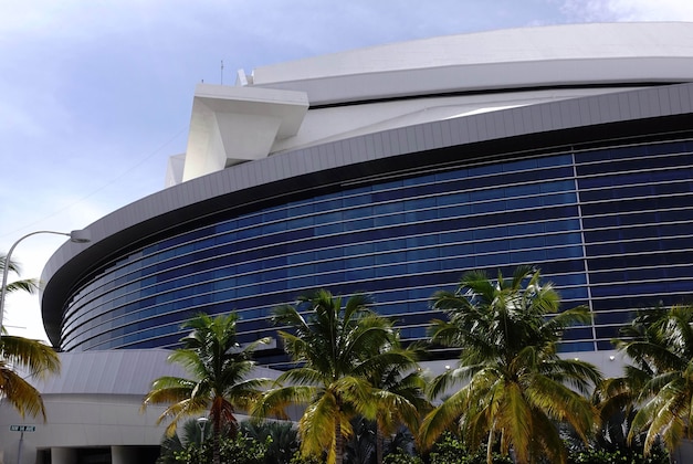 Aug 27, 2015; Miami, FL, USA;  An exterior view of Marlins Park before a game between the Miami Marlins and Pittsburgh Pirates. Mandatory Credit: Robert Mayer-USA TODAY Sports