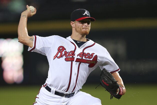 Atlanta Braves starting pitcher Shelby Miller works against the New York Mets in the first inning of a baseball game Thursday, Sept. 10, 2015, in Atlanta. (AP Photo/John Bazemore)