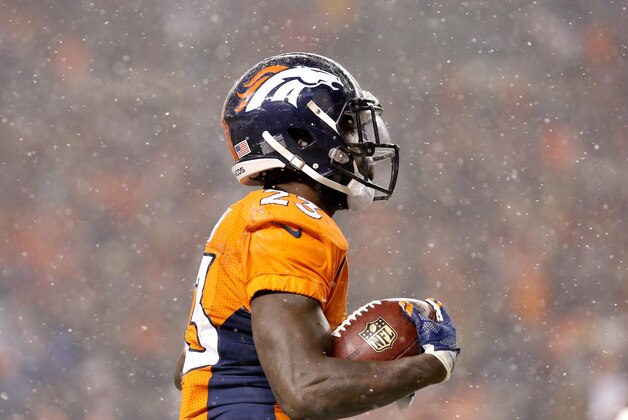 Denver Broncos running back Ronnie Hillman (23) scores a touchdown against the New England Patriots during the first half of an NFL football game, Sunday, Nov. 29, 2015, in Denver. (AP Photo/Joe Mahoney) Denver Broncos running back Ronnie Hillman (23) scores a touchdown against the New England Patriots during the first half of an NFL football game, Sunday, Nov. 29, 2015, in Denver. (AP Photo/Joe Mahoney)