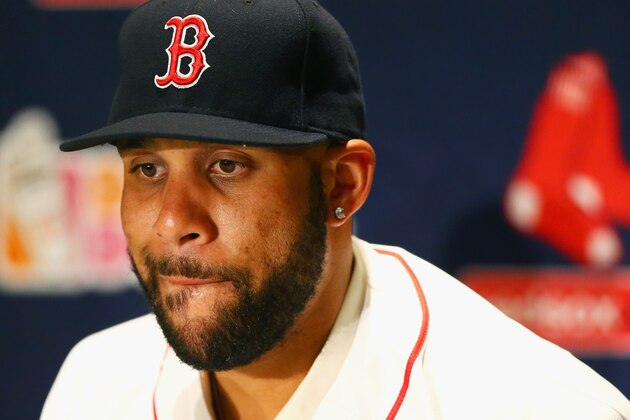 BOSTON, MA - DECEMBER 04:  David Price looks on during his introductory press conference at Fenway Park on December 4, 2015 in Boston, Massachusetts.  (Photo by Maddie Meyer/Getty Images)