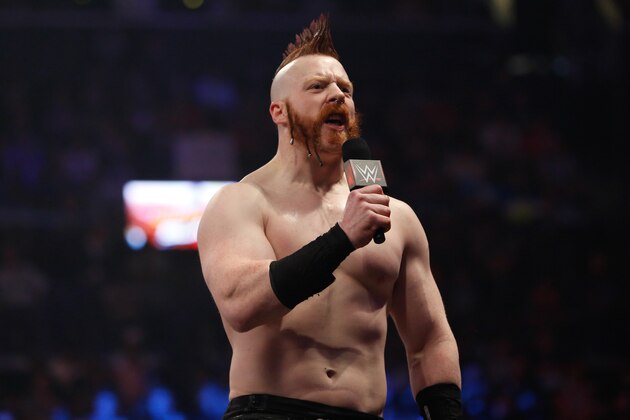 NEW YORK, NY - AUGUST 23:  Sheamus talks to the audience at the WWE SummerSlam 2015  at Barclays Center of Brooklyn on August 23, 2015 in New York City.  (Photo by JP Yim/Getty Images)