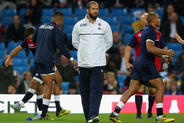 MANCHESTER, ENGLAND - OCTOBER 10:  Andy Farrell, Backs Coach of England looks on prior to the 2015 Rugby World Cup Pool A match between England and Uruguay at Manchester City Stadium on October 10, 2015 in Manchester, United Kingdom.  (Photo by David Rogers/Getty Images)