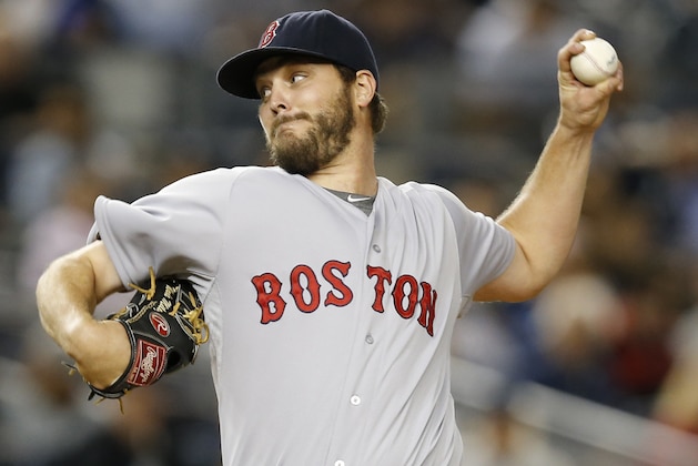 Boston Red Sox starting pitcher Wade Miley delivers in the first inning of a baseball game against the New York Yankees in New York, Wednesday, Sept. 30, 2015. (AP Photo/Kathy Willens)