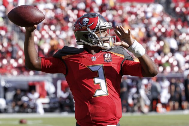 TAMPA, FL - DECEMBER 6: Quarterback Jameis Winston #3 of the Tampa Bay Buccaneers warms up before the game against the Atlanta Falcons at Raymond James Stadium on December 6, 2015 in Tampa, Florida. The Buccaneers defeated the Falcons 23 to 19. (Photo by Don Juan Moore/Getty Images) TAMPA, FL - DECEMBER 6: Quarterback Jameis Winston #3 of the Tampa Bay Buccaneers warms up before the game against the Atlanta Falcons at Raymond James Stadium on December 6, 2015 in Tampa, Florida. The Buccaneers defeated the Falcons 23 to 19. (Photo by Don Juan Moore/Getty Images)