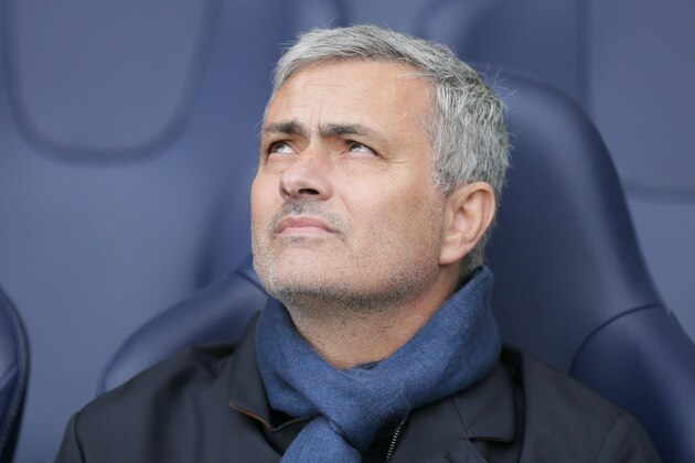 Chelsea Manager Jose Mourinho looks across the pitch before the English Premier League soccer match between Tottenham Hotspur and Chelsea at White Hart Lane in London, Sunday Nov. 29, 2015. (AP Photo/Tim Ireland)