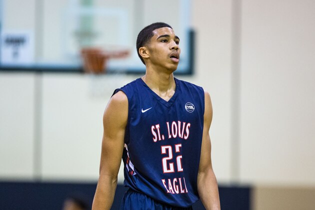 MAPLE GROVE, MN- MAY 23: Jayson Tatum #22 from St. Louis Eagles and Chaminade High School during Session Four of the Nike EYBL on May 23, 2015 at Maple Grove Community Gym in Maple Grove, Minnesota. (Photo by Brace Hemmelgarn/Getty Images)