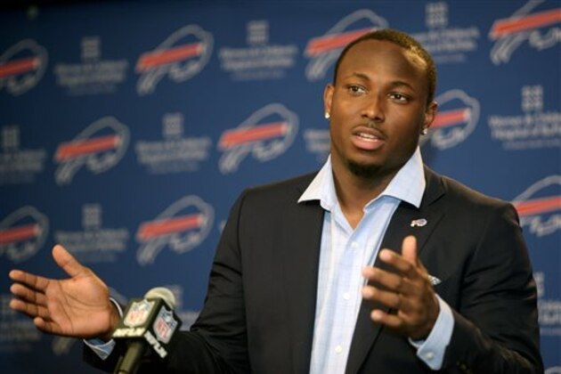 FILE - In this March 10, 2015, file photo, Buffalo Bills running back LeSean McCoy speaks to the media during a press conference in Orchard Park, N.Y. Bills coach Rex Ryan has no intention of putting