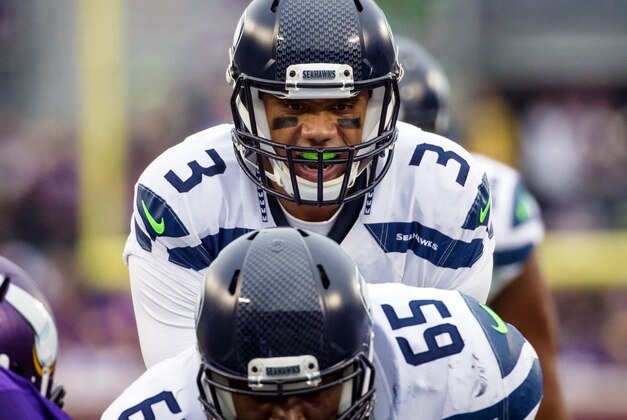Dec 6, 2015; Minneapolis, MN, USA; Seattle Seahawks quarterback Russell Wilson (3) under center during the third quarter against the Minnesota Vikings at TCF Bank Stadium. The Seahawks defeated the Vikings 38-7. Mandatory Credit: Brace Hemmelgarn-USA TODAY Sports Dec 6, 2015; Minneapolis, MN, USA; Seattle Seahawks quarterback Russell Wilson (3) under center during the third quarter against the Minnesota Vikings at TCF Bank Stadium. The Seahawks defeated the Vikings 38-7. Mandatory Credit: Brace Hemmelgarn-USA TODAY Sports