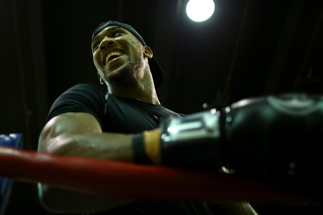 LONDON, ENGLAND - DECEMBER 07:  Anthony Joshua takes part in a media workout session at the Reebok Sports Club on December 7, 2015 in London, England.  (Photo by Richard Heathcote/Getty Images)
