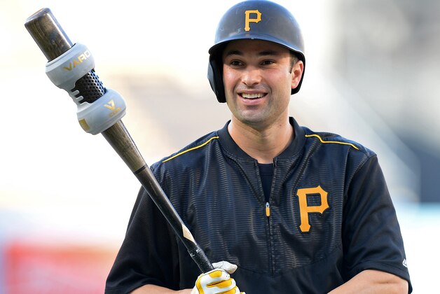 Sep 18, 2015; Los Angeles, CA, USA; Pittsburgh Pirates second baseman Neil Walker (18) takes batting practice before the game against the Los Angeles Dodgers at Dodger Stadium. Mandatory Credit: Jayne Kamin-Oncea-USA TODAY Sports