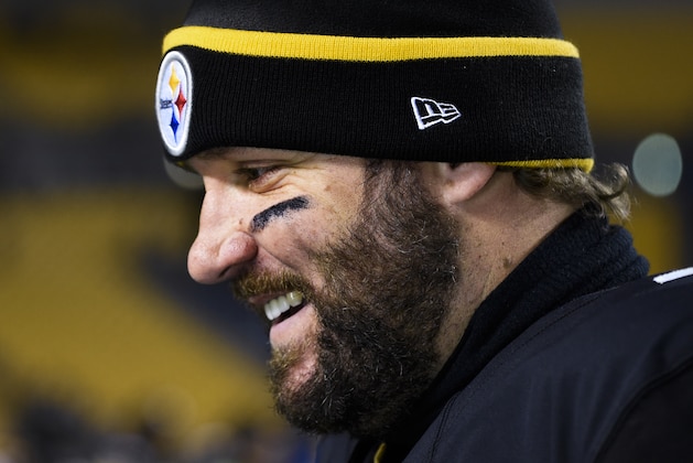 Pittsburgh Steelers quarterback Ben Roethlisberger (7) is interviewed on the field after an NFL football game against the Indianapolis Colts, Sunday, Dec. 6, 2015, in Pittsburgh. The Steelers won 45-10. (AP Photo/Fred Vuich)