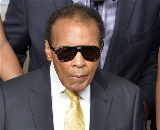 FILE - In this Sept. 27, 2014, file photo, Muhammad Ali is shown before the Ali Humanitarian Awards ceremony in Louisville, Ky. Ali was back in the hospital Thursday Jan. 15, 2015 for follow-up care related to a severe urinary tract infection, his second stint in the hospital in the last four weeks.   (AP Photo/Timothy D. Easley, File)