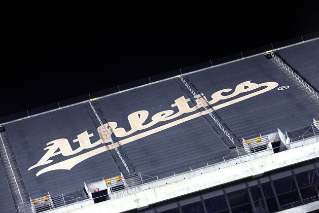 OAKLAND, CA - SEPTEMBER 05:  A general view of the Athetics logo durring the game between the Oakland Athletics and the Houston Astros at O.co Coliseum on September 5, 2014 in Oakland, California.  (Photo by Noah Graham/Getty Images)