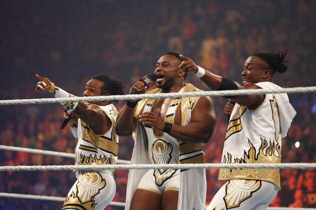 NEW YORK, NY - AUGUST 23:  New Day enter the ring at the WWE SummerSlam 2015  at Barclays Center of Brooklyn on August 23, 2015 in New York City.  (Photo by JP Yim/Getty Images)