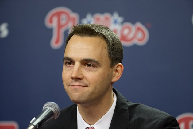 Philadelphia Phillies incoming general manager and vice president Matt Klentak during a news conference Monday, Oct. 26, 2015, in Philadelphia. The 35-year-old Klentak becomes the youngest GM in team history. He had been the Angels assistant GM since November 2011. (AP Photo/Matt Rourke)(AP Photo/Matt Rourke)